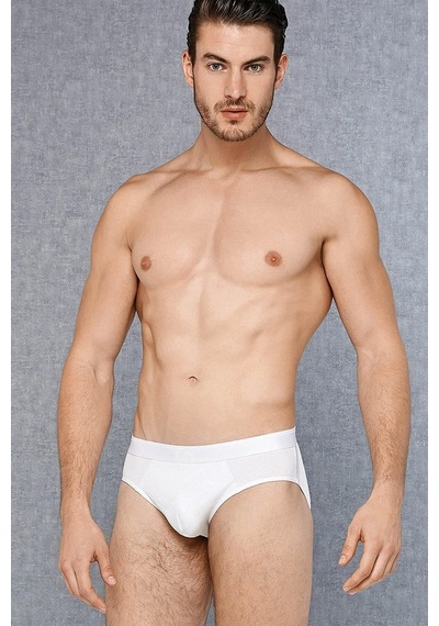 Doreanse 1327 Erkek Pamuk Bel Bantlı Beyaz 3 Lü Slip Beyaz