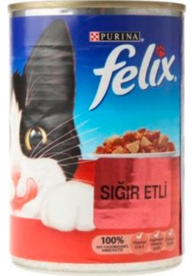Felix Sığır Etli Konserve Yetişkin Kedi Maması 3 x 400 G