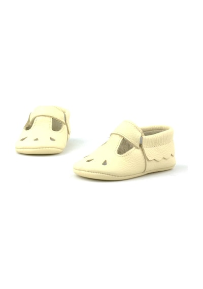 Hapshoe Kids Hakiki Deri Bej Lastikli Kız Bebek Patik Bej