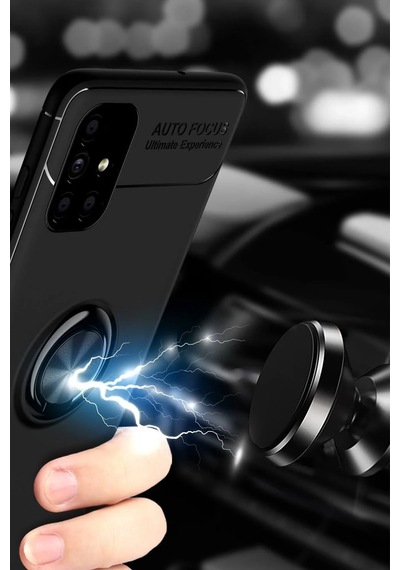 Cosmotex Newface Samsung Galaxy Uyumlu  M51 Kılıf Range Yüzüklü Silikon - Siyah-kırmızı