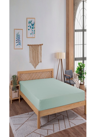 Penye Lastikli Çarşaf, 160 200 Çift Kişilik %100 Pamuk Örme Kumaş, 145 Gr/m² Yeşil
