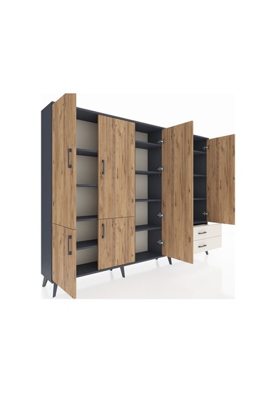 Arges Dolap 12 Raflı 2 Çekmeceli 7 Kapaklı 220x30x163 Antrasit-ça Antrasit-çam/aytaşı Arges Dolap 12 Raflı 2 Çekmeceli 7 Kapaklı 220x30x163 Antrasit-ça Antrasit-çam/aytaşı
