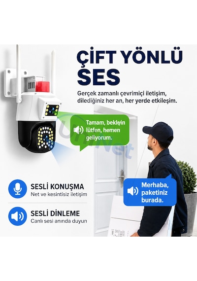 Uninet 6mp Çift Lensli Dış Mekân Güvenlik Kamerası 355 Ptz Döner Başlık, Siren, Polis Çakarı Ve Çift Yönlü Ses 15231979