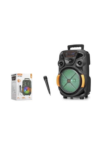 Kımıso Qs4009 Bluetooth Hoparlör Fm Radyo 8 İnç Usb Tf Aux Rgb Mikrofonlu - Siyah