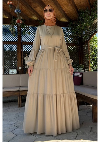 Rabia Şamlı Asil Elbise Bej Normal