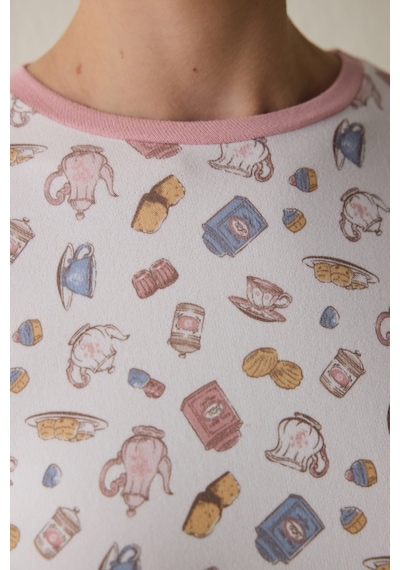 Penti Tea Party Baskılı Uzun Kollu Termal Etkili Pijama Üstü
