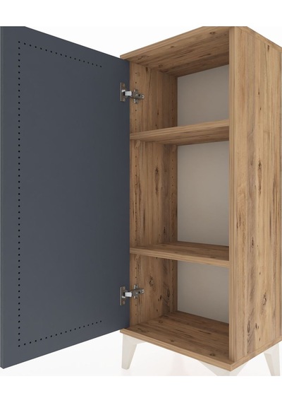 Arges Komodin 2 Raflı Tek Kapaklı 44x30x106 Çam-antrasit Atlas Çam