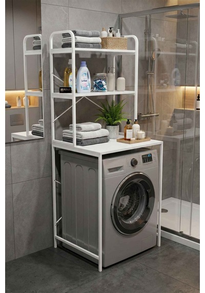 Çamaşır Makinesi Üstü Raf Beyaz 70 Cm Çok Renkli