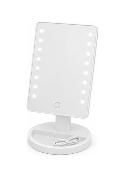 Led Işıklı Makyaj Aynası, Dokunmatik Sensörlü, Type-c Şarj Kablolu, Ayarlanabilir, 16 Led, Beyaz, Kare Tasarım Genel