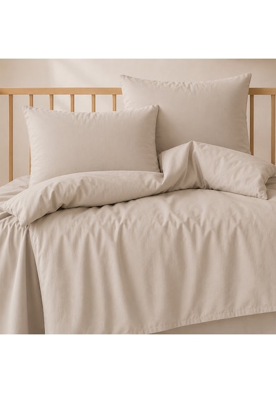 Lief Home %100 Pamuklu Sertifikalı Bebek Nevresim Takımı 100x150 63 Tel Dokuma Kutulu Gönderim Bej