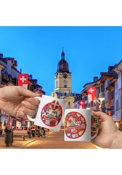 İsviçre Kupa Bardak 2 Adet Seyahat Hatıra Switzerland Mug