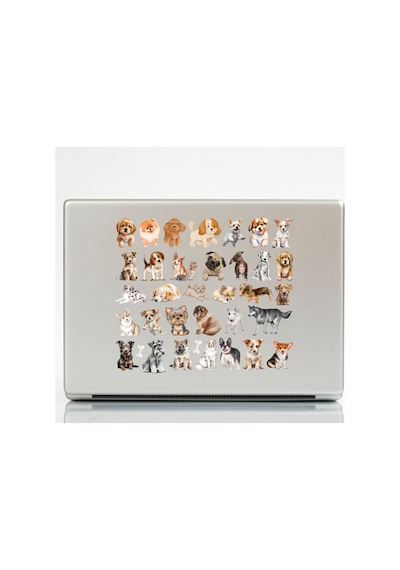 55 Adet Sevimli Köpekler Sticker Seti - Etiket Seti Scrapbook Bullet Journal Çok Renkli