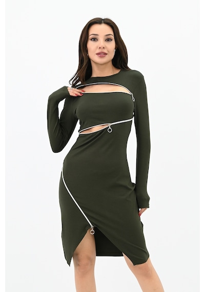 Koza Butik Kadın Fermuar Dekolteli Mini Elbise 5199-24 001