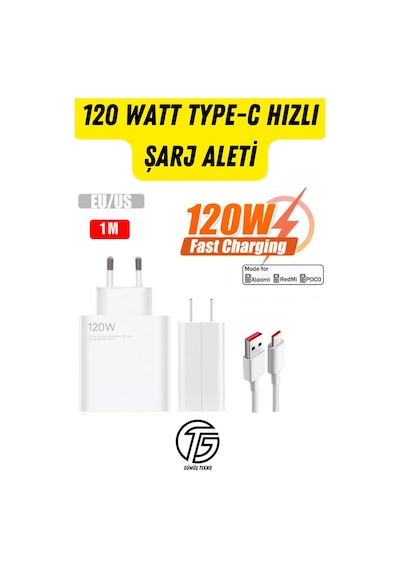120 Watt Turbo Hızlı Şarz Aleti Adaptör Ve Kablo Seti Type-c Vivo V29 Lite 5g Uyumlu