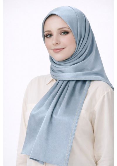 Mim Eşarp Mısırlı Eşarpları Taşlı Jan Jan Abiye Şal 75x190 Cm Gri