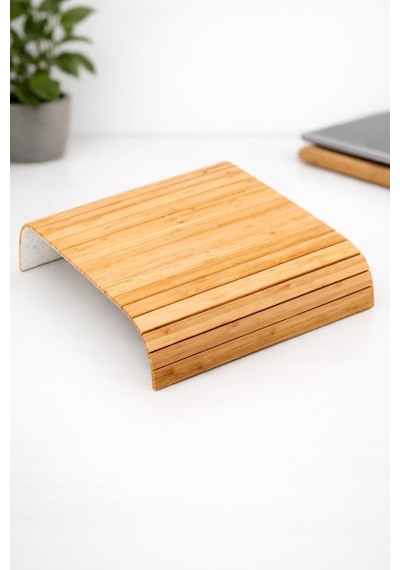 Bambu Koltuk Kolu Sehpası Esnek Lamelli Kolçak Tepsisi, Kanepe Üstü Servis & İçecek Standı Bambu