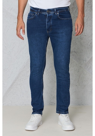 Blayn Jeans Erkek Lacivert Kot Pantolon Urban Fit Denim Esnek Rahat Kalıp Günlük Jean Pantolon Açık Lacivert