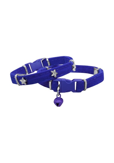 Markapet Kadife Kedi Boyun Tasması Yıldızlı 20-32 Cm Mavi