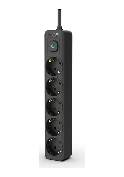 Inca Ipw-44sy 5 Port Akım Korumalı Led Tuşlu Priz 1.5m - Siyah