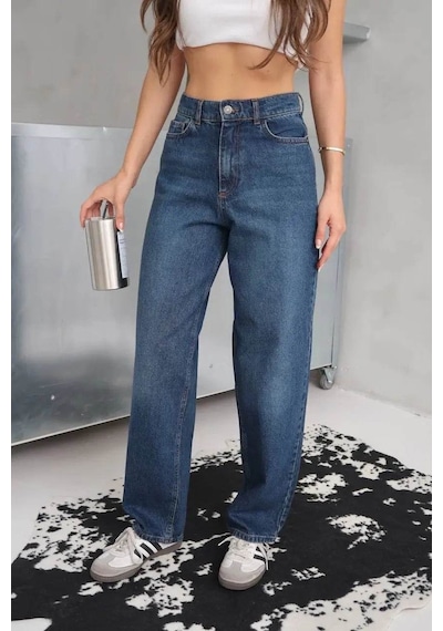 Ozer&Hermin Arkadan Tokalı Jeans Pantolon - 42 / Mavi Mavi