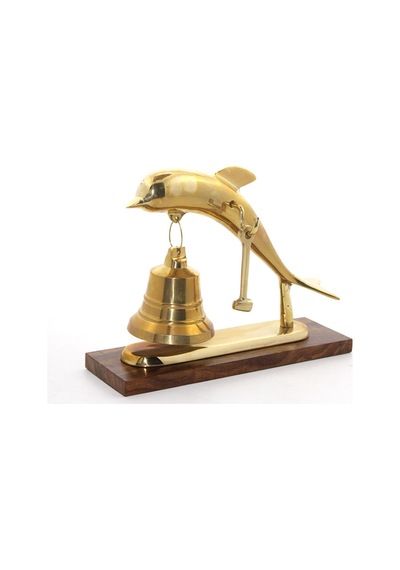 1 Adet Pirinç Yunus Balığı Çan Dekoratif Deniz Temalı El Çanı Ve Süs Brass Dolphin Bell Model 4677a 17 X 23 Cm