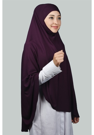 Altobeh Hazır Türban Peçeli Pratik Eşarp Tesettür Nikaplı Hijab - Namaz Örtüsü Sufle (5XL) - Mürdüm