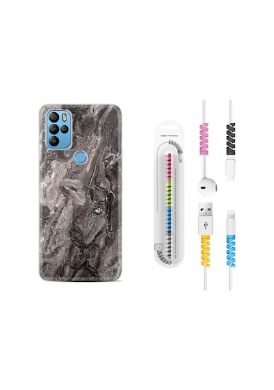General Mobile Gm21 Pro Kılıf Kablo Koruyuculu Gri Mermer 1376