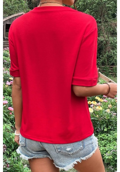 Unisex Michelangelo Baskılı T-shirt Kırmızı