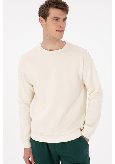 U.S. Polo Assn. Erkek Comfort Fit Bisiklet Yaka Krem Sweatshirt 50293438-VR071