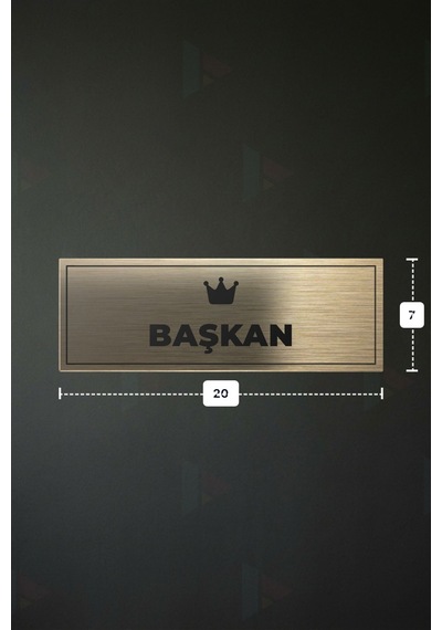 Başkan Yazılı - Metal - Gold Renk - Kapı İsimliği - 20x7 Cm
