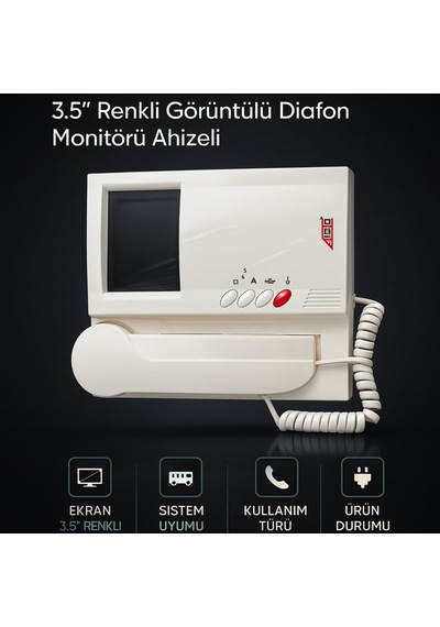 Audıo 001561 Bus Plus 3.5 Renkli Görüntülü Diafon Monitörü Ahizeli