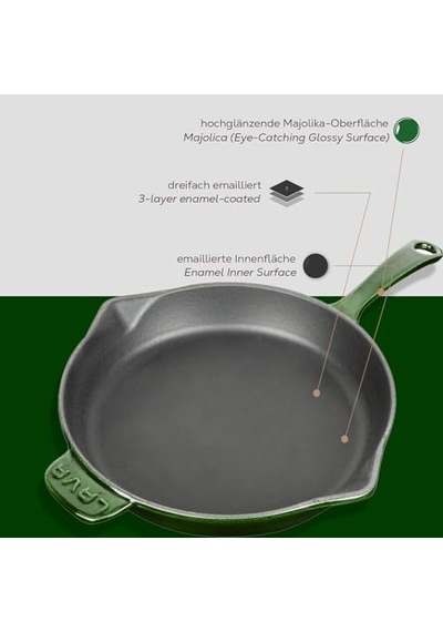 Lava Metal Premium Serisi - Döküm Kızartma Tavası, Yuvarlak, 28 Cm, Majolik Yeşil Genel