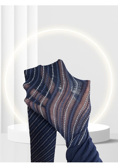 Spiral Navy Burgulu Mavi 20 Den Modern Külotlu Çorap Lacivert