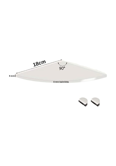 Kristal Netlik Serisi: Crystal-line 8mm Akrilik Duvar Rafı İki Adet Şeffaf Banyo/mutfak Düzenleyici Seti 18cm Şeffaf
