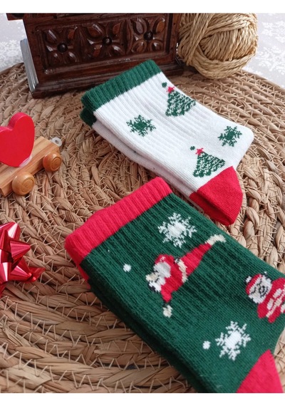 Butik 2'li Noel-Yılbaşı Konsept Unisex Çocuk Çorap