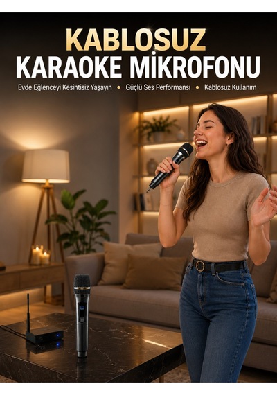 Profesyonel Kablosuz Mikrofon Seti Çift Mikrofonlu -