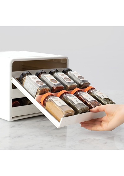 Youcopia Spicestack Baharat Rafı, Ayarlanabilir, 24 Şişe, Beyaz 7009