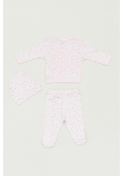 Fullamoda Baskılı Kruvaze Yaka 3 Lü Kız Çocuk Takım 24mcck7780211889-pembe 24MCCK7780211889-Pembe