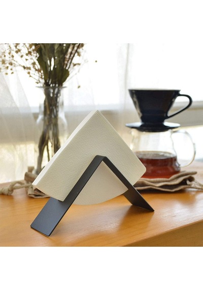 Filtre Kahve Kağıdı Tutucu Stand Aparatı Dekoratif Metal Peçetelik Siyah