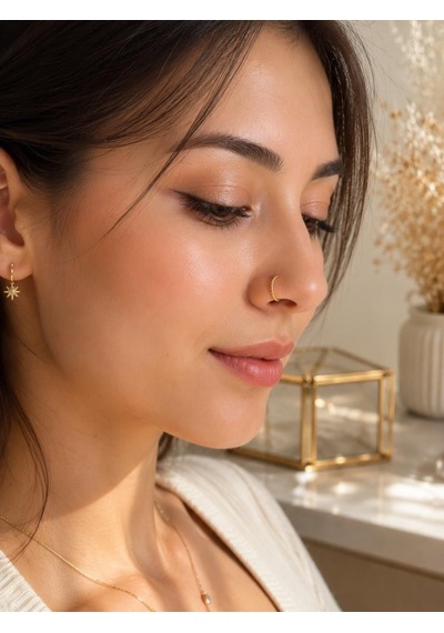 925 Ayar Gümüş Altın Renk Halka Burun Hızması Piercing Unisex Minimal Burun Piercing