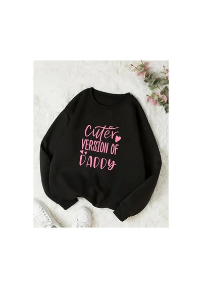 Herkesemoda Cuter Version Of Baskı Detaylı Bisiklet Yaka İçi Polarlı Sweatshirt Siyah