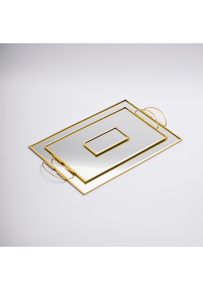 3 Parça Ayna Nişan Takımı Pirinç & Gold
