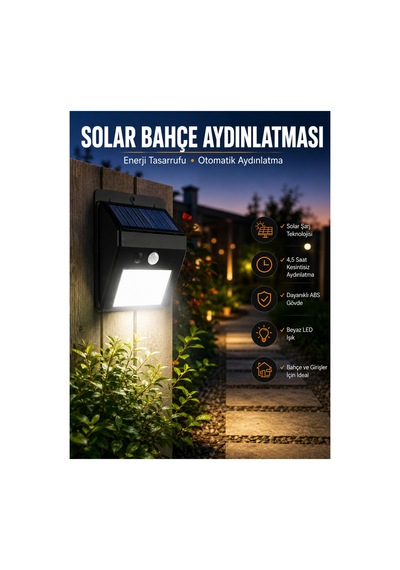 Astraltech Solar Lamba Giriş, Bahçe Yol Avlu Hareket Sensörlü Led Parlak Gece Su Geçirmez Mercan-çok Renkli