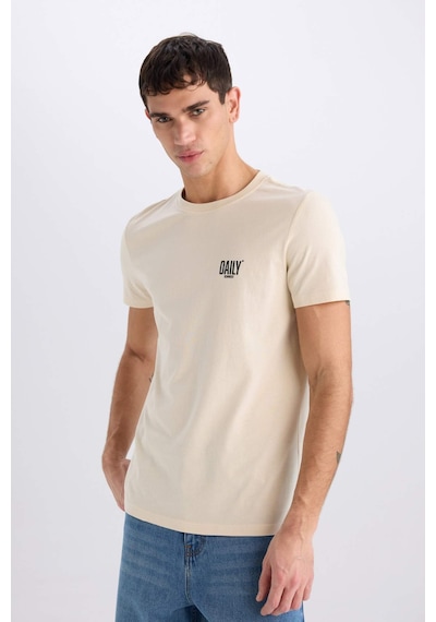 DeFacto %100 Pamuk Slim Fit Dar Kesim Bisiklet Yaka Baskılı Kısa Kollu Tişört C2078AX25SMBG700