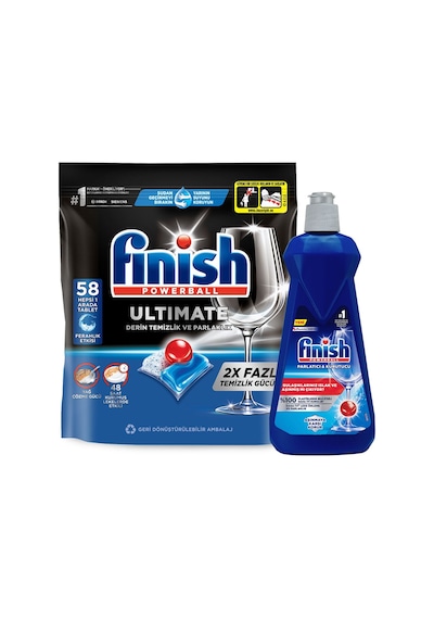 Finish Ultimate Bulaşık Makinesi Deterjanı Kapsül Tablet 58 Adet + Parlatıcı & Kurutucu 400ml