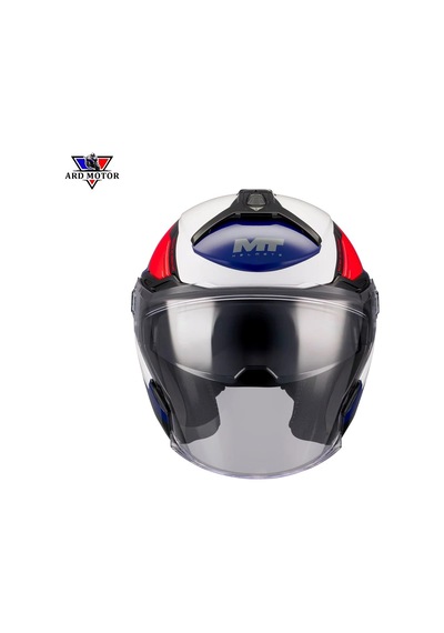 Mt Helmets Cosmo Sv Icarus A5 Parlak Güneş Vizörlü Kask Mavi - Beyaz - Kırmızı
