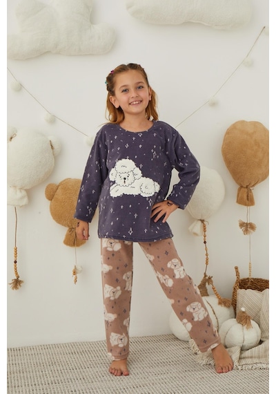 Kız Çocuk Welsoft Polar Pijama Takımı 42006 Lacıvert