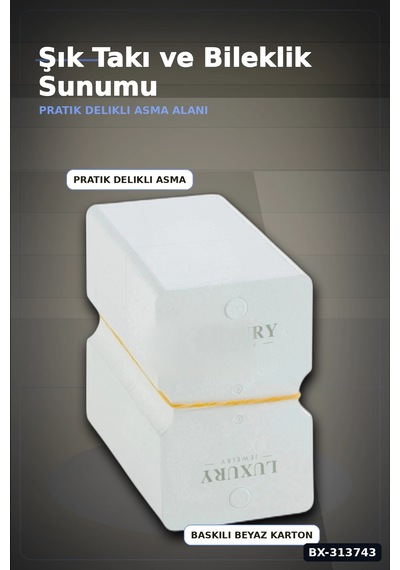 Kraft Kartondan 8x5 Cm Bileklik Kartı 200 Adet Balya Paketi Takı Etiketi Bx-313743 001 - Beyaz