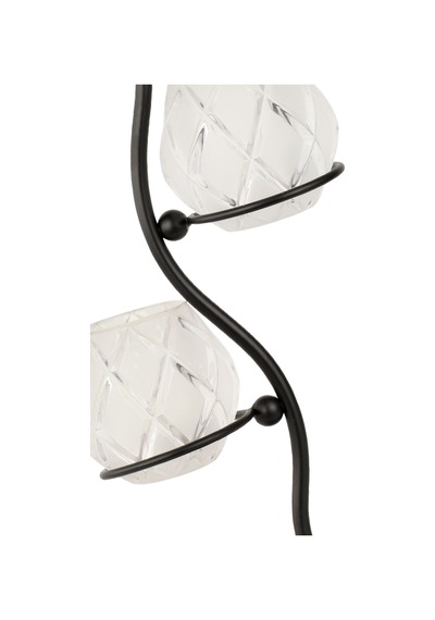 Solis 2.li Camlı Tealight Mumluk Siyah