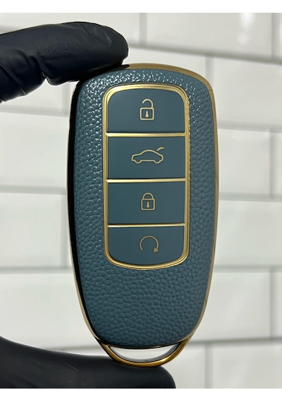 Chery Tiggo 8 Pro Uyumlu Smart Anahtar Kılıfı Gri - Gold